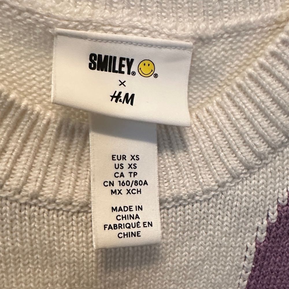 Smiley H&M Smiley Face Knit Sweater Vest Cotton Blend Size XS - Picture 3 of 4